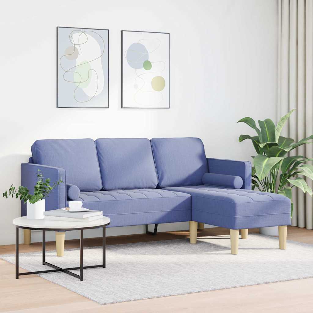 Ensemble de Canapés avec coussin Bleu denim Polyester