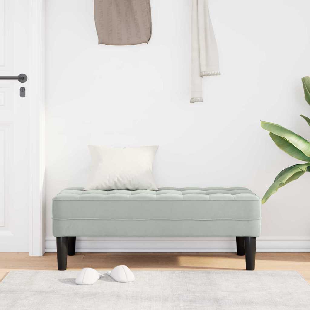 banc avec coussin Gris clair 113 x 57 x 39 cm Velours - XIOS