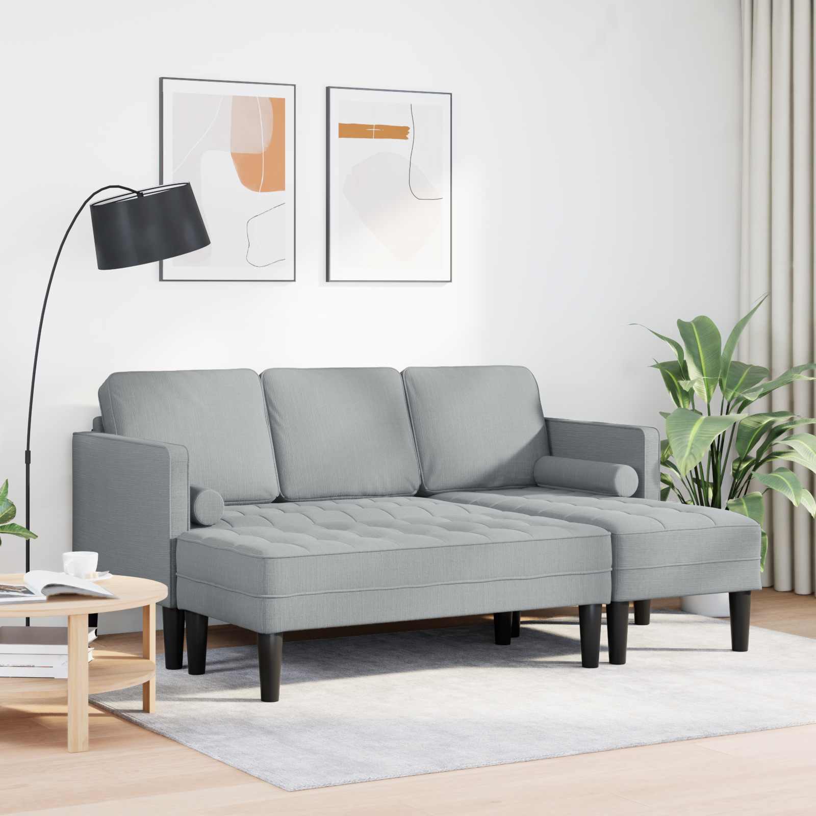 Ensemble de Canapés avec coussin 2 pcs Gris clair Polyester - XIOS