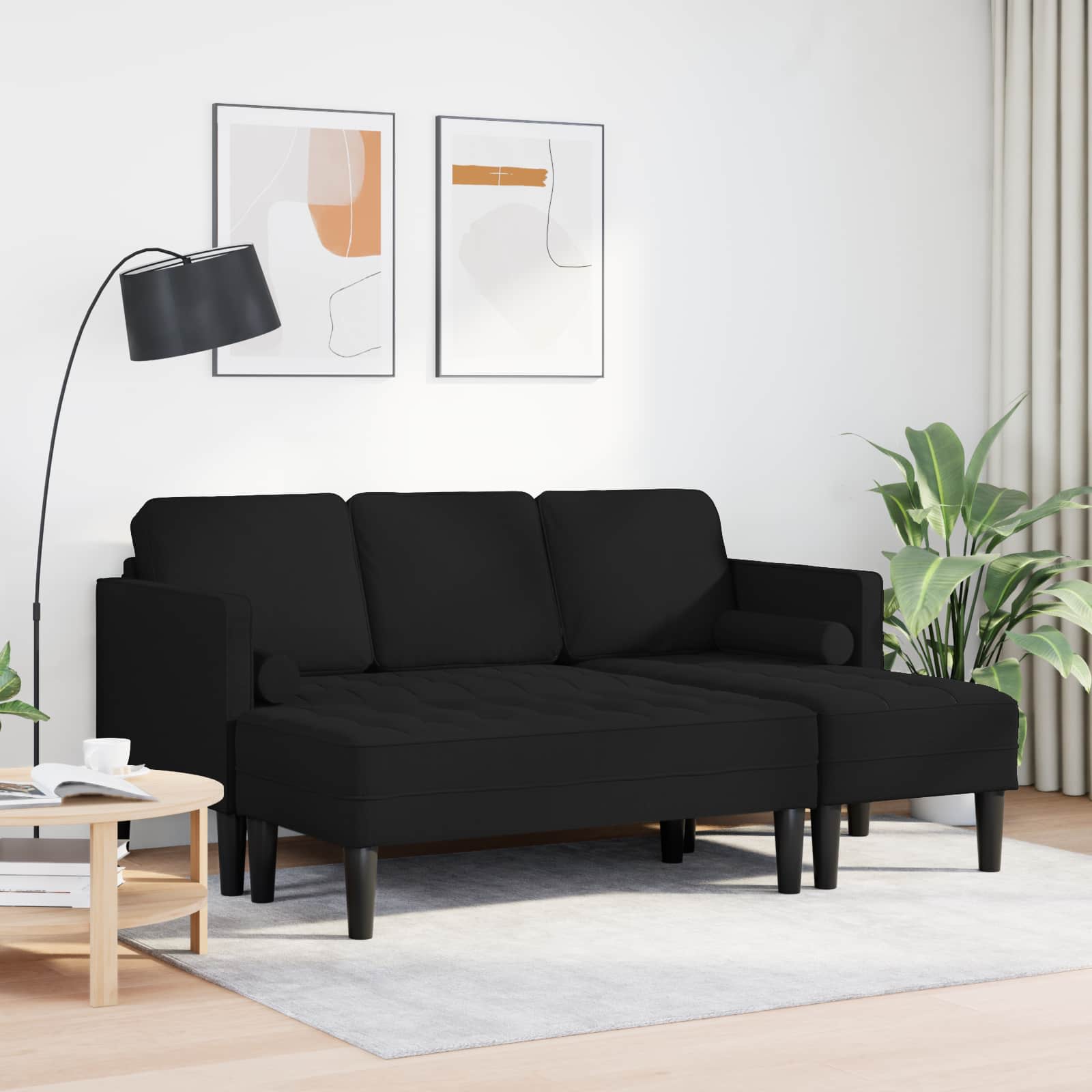 Ensemble de Canapés avec coussin 2 pcs Noir Polyester - XIOS