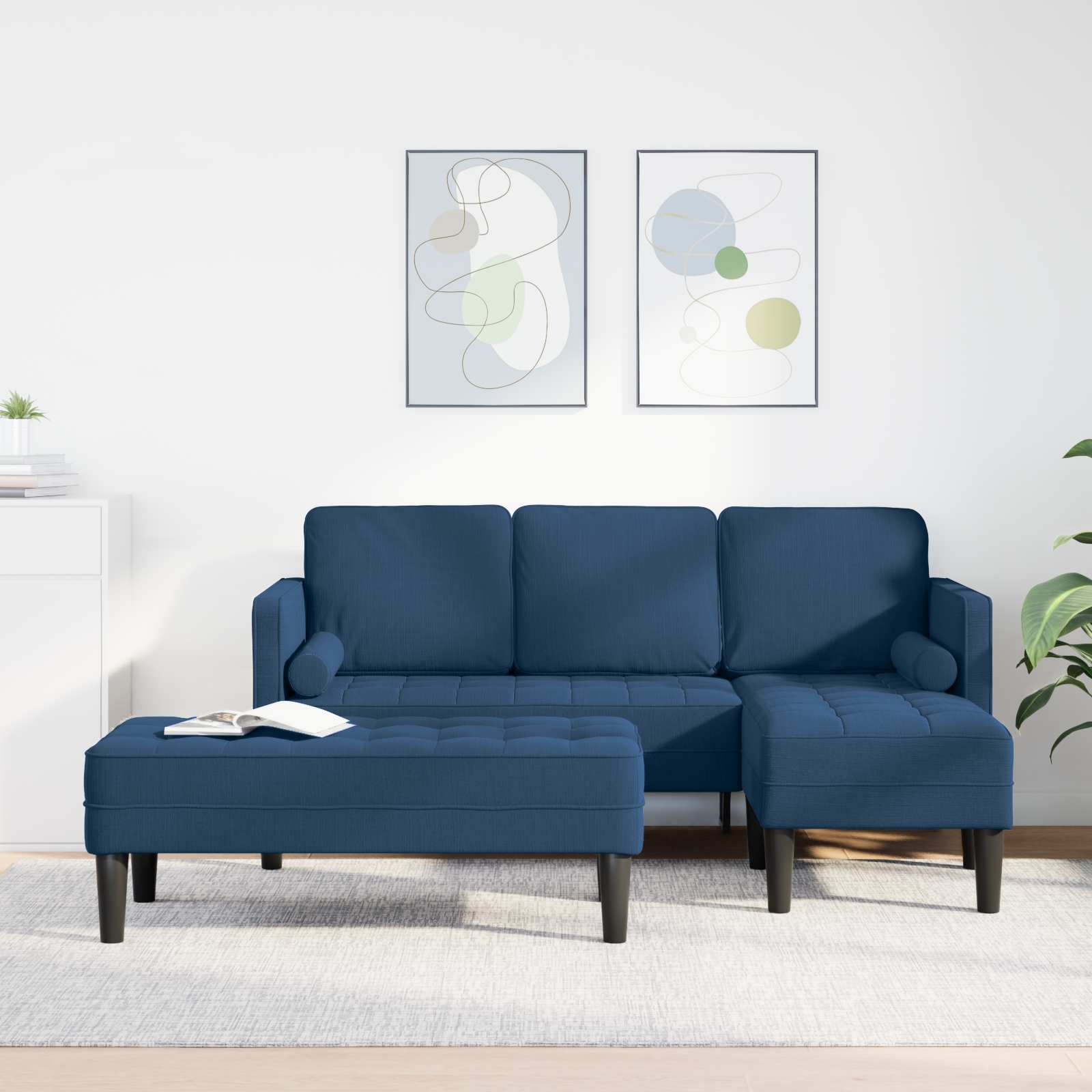 Ensemble de Canapés 2 pc Bleu Polyester