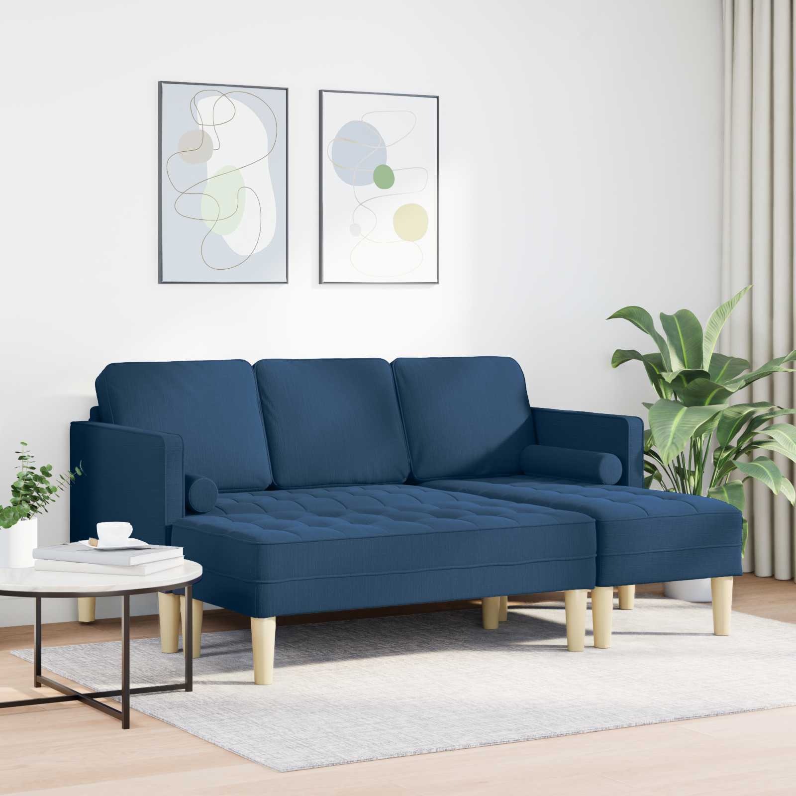 Ensemble de Canapés 2 pc Bleu Polyester