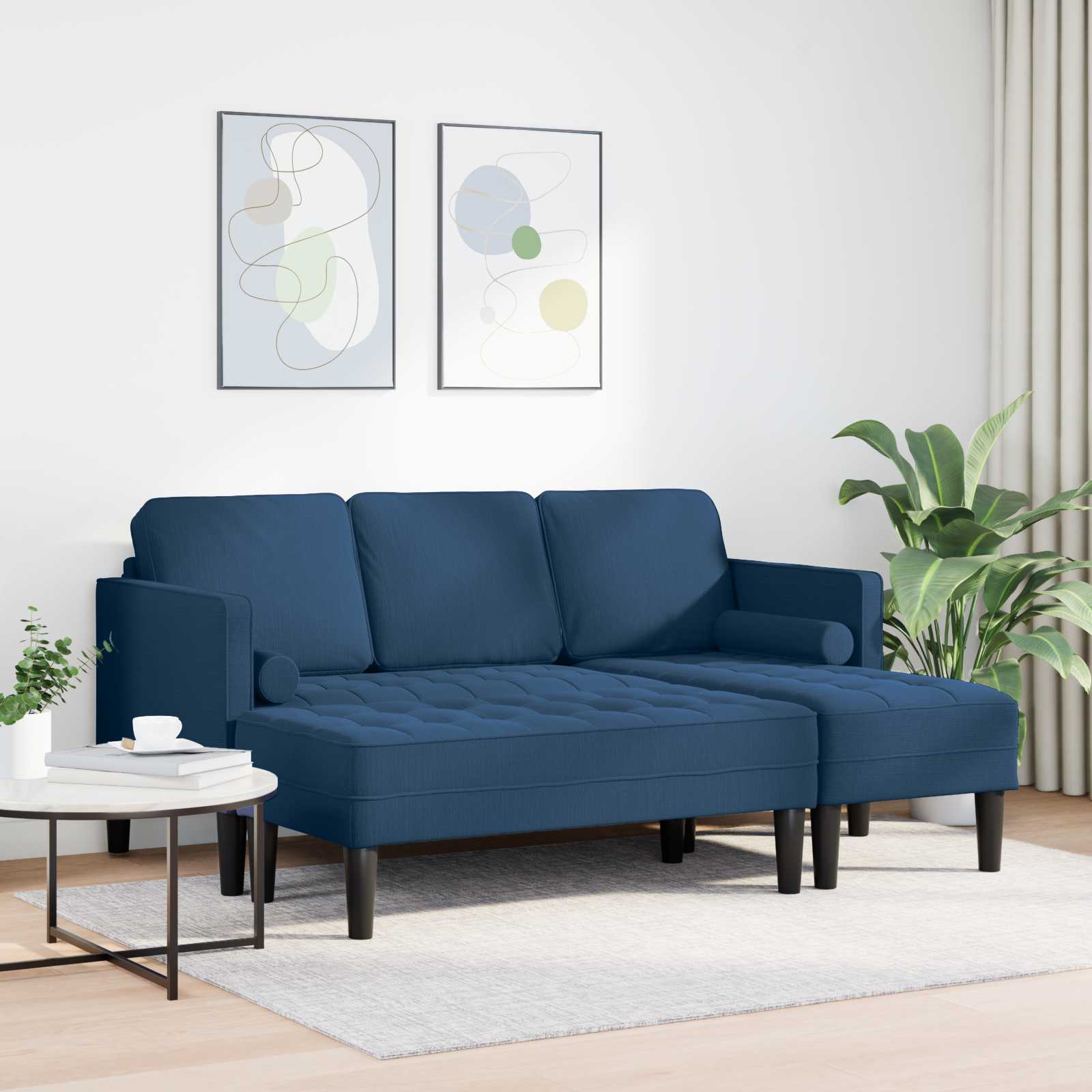 Ensemble de Canapés 2 pc Bleu Polyester