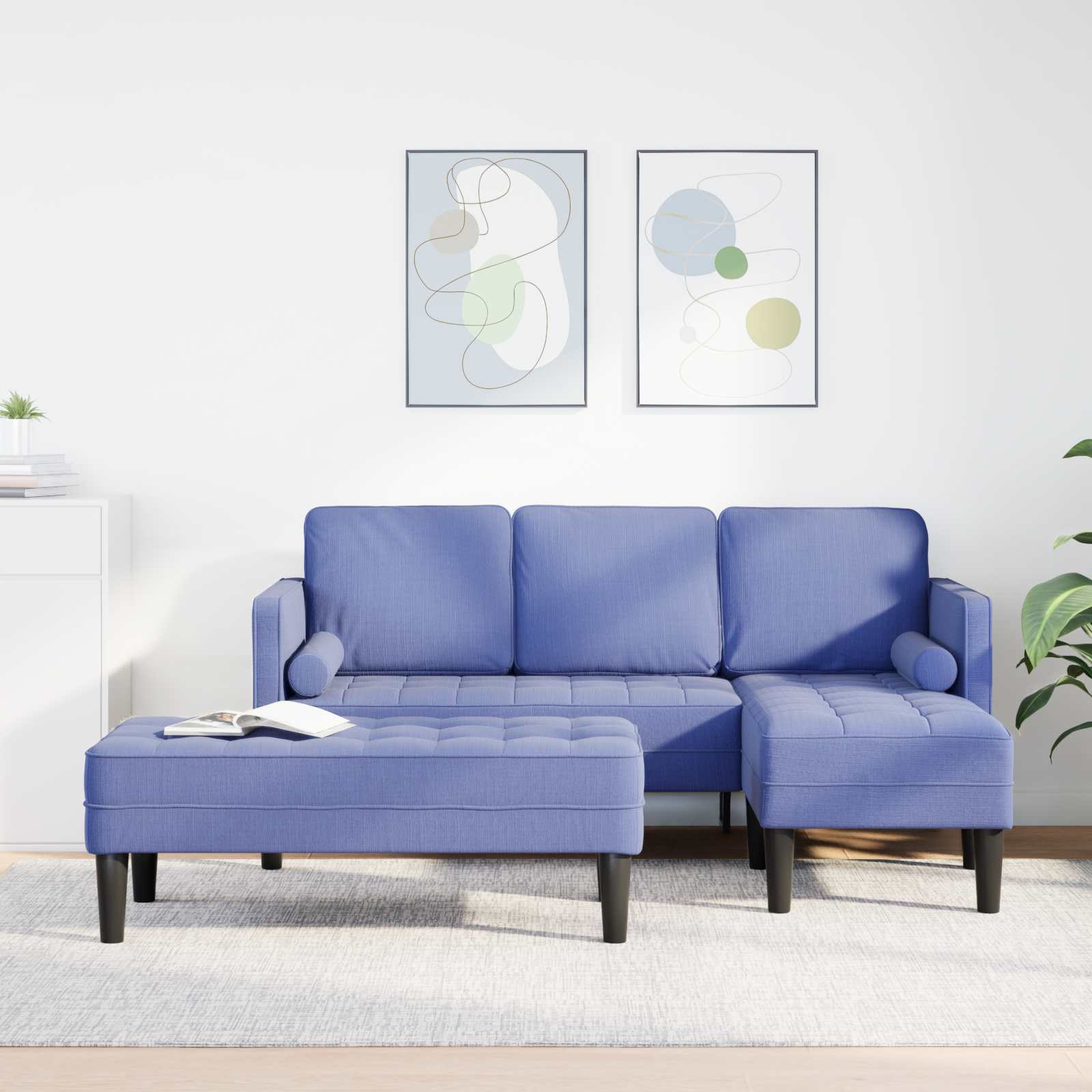 Ensemble de Canapés avec coussin 2 pcs Bleu denim Polyester - XIOS