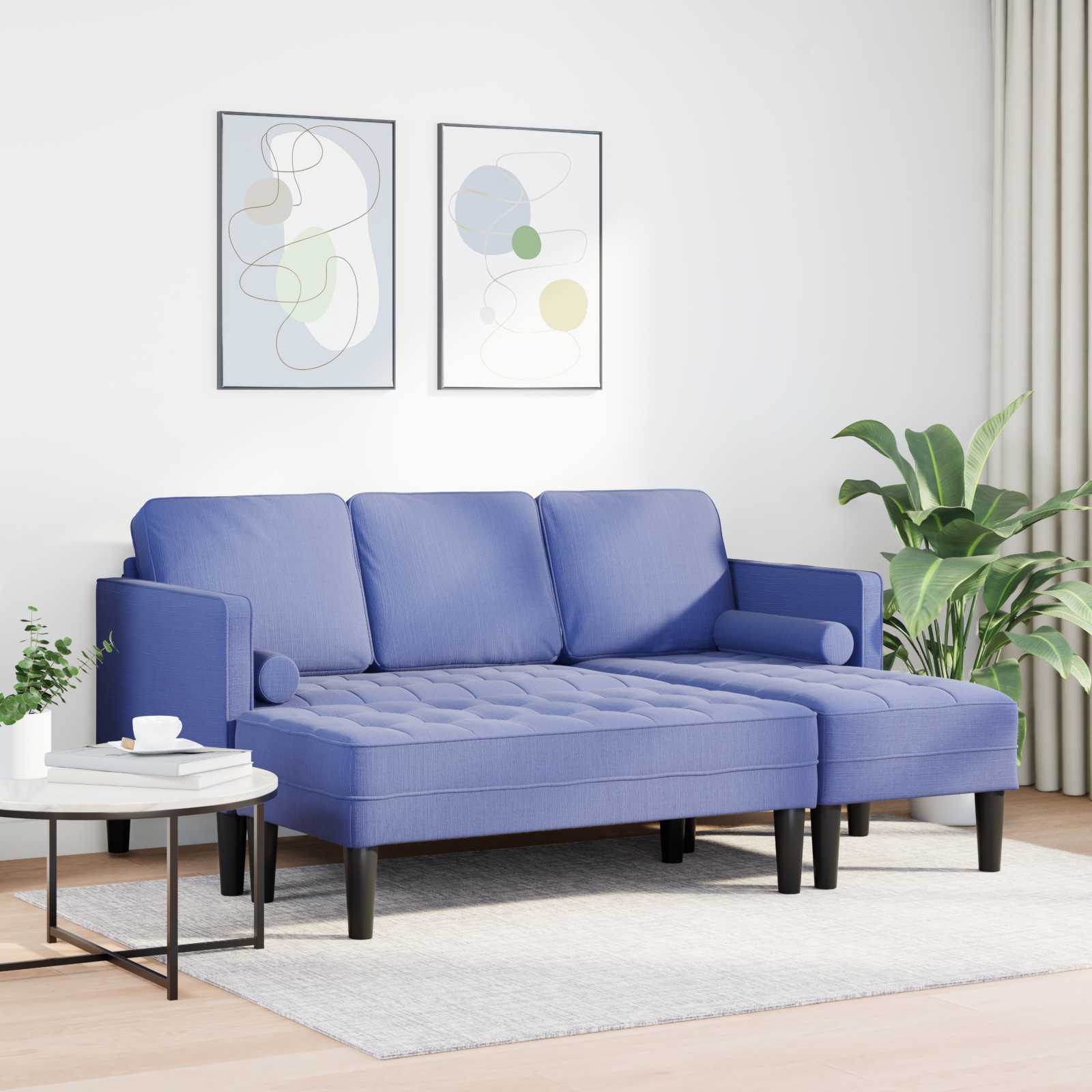 Ensemble de Canapés avec coussin 2 pcs Bleu denim Polyester - XIOS