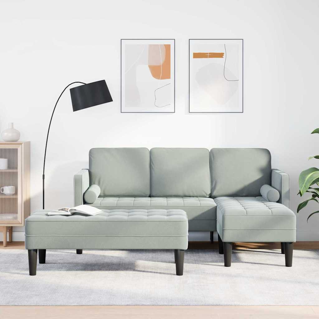Ensemble de Canapés avec coussin 2 pcs Gris clair Polyester - XIOS