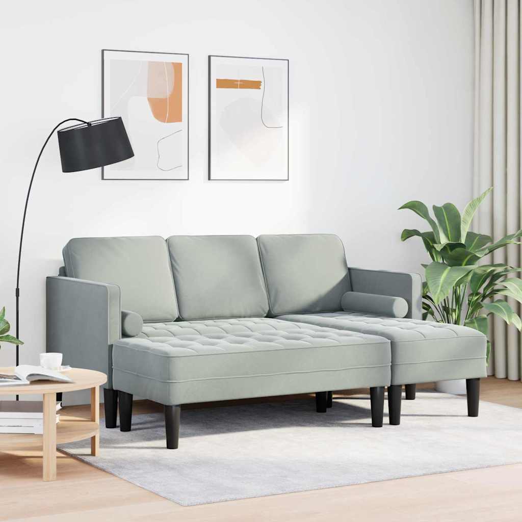 Ensemble de Canapés avec coussin 2 pcs Gris clair Polyester - XIOS