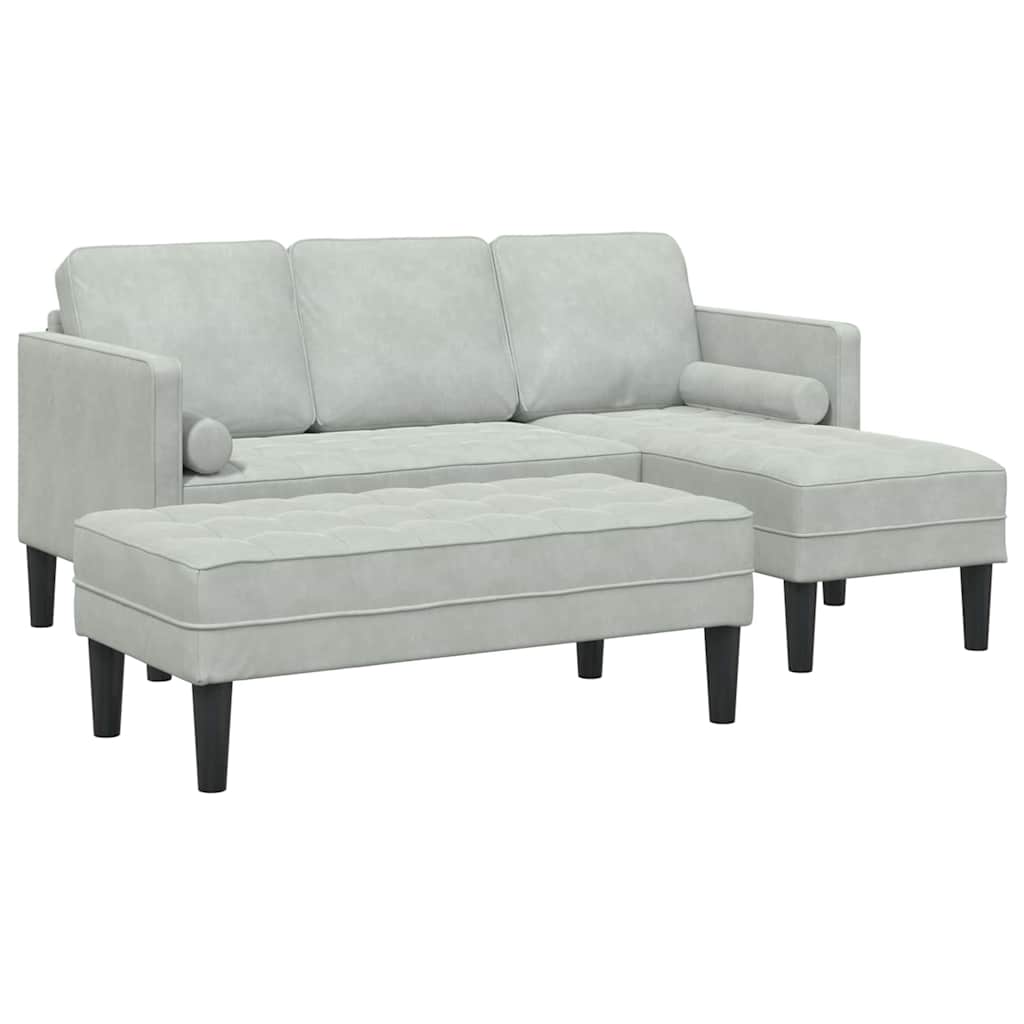 Ensemble de Canapés avec coussin 2 pcs Gris clair Polyester - XIOS