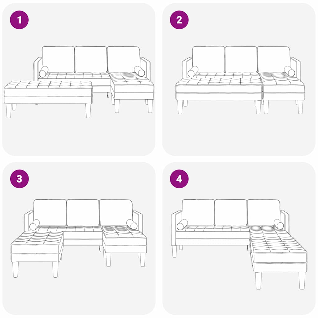 Ensemble de Canapés avec coussin 2 pcs Gris clair Polyester - XIOS