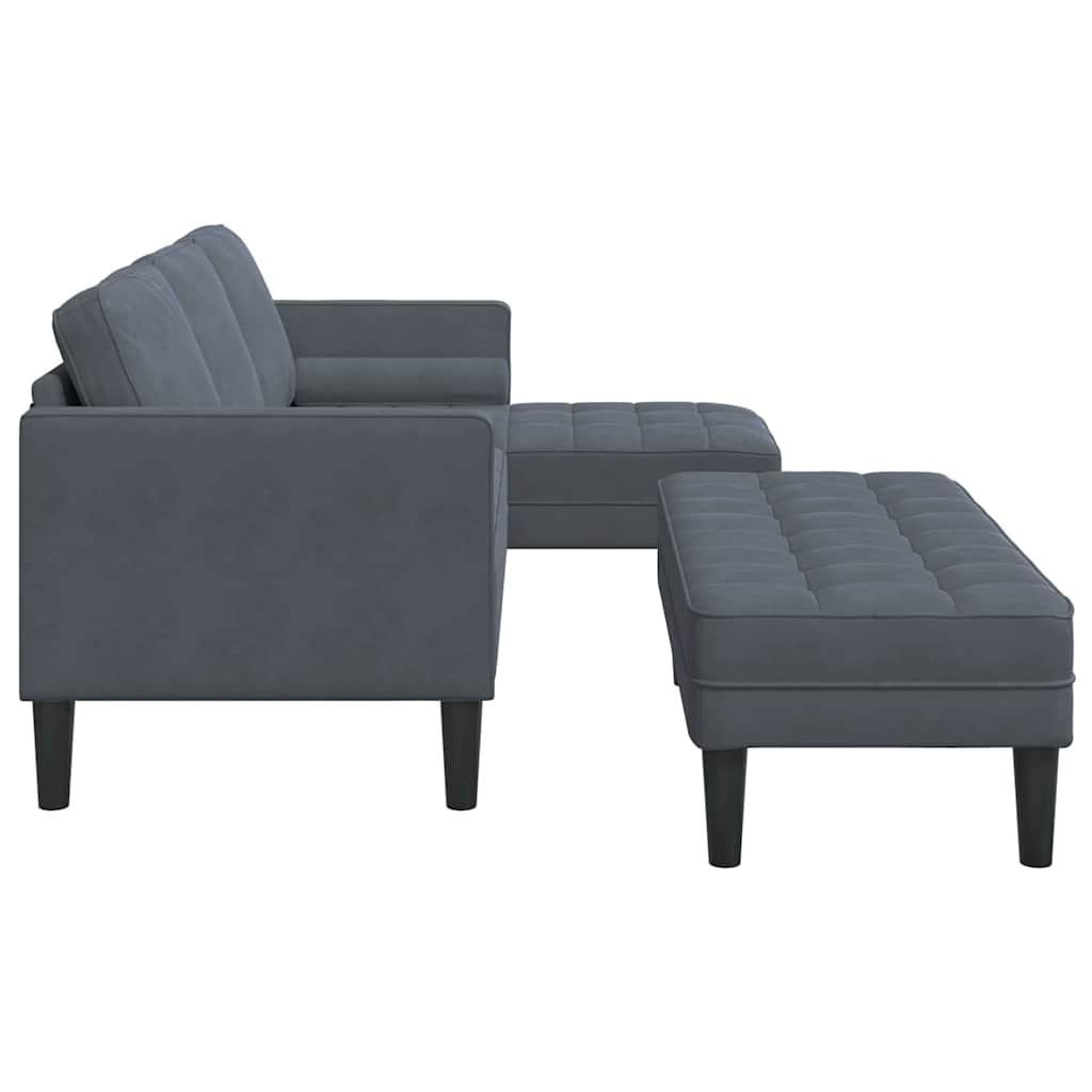 Ensemble de Canapés avec coussin 2 pcs Gris foncé Polyester - XIOS