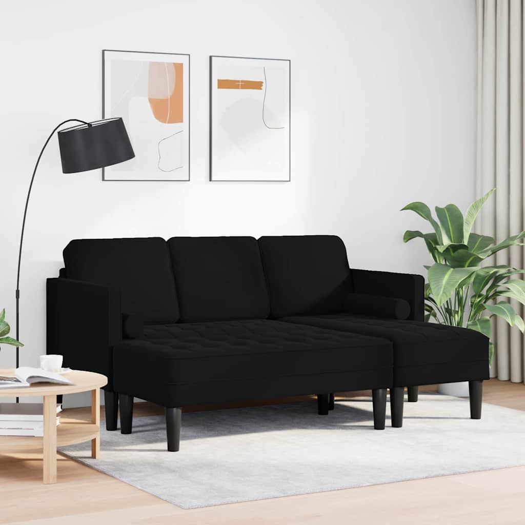 Ensemble de Canapés avec coussin 2 pcs Noir Polyester - XIOS