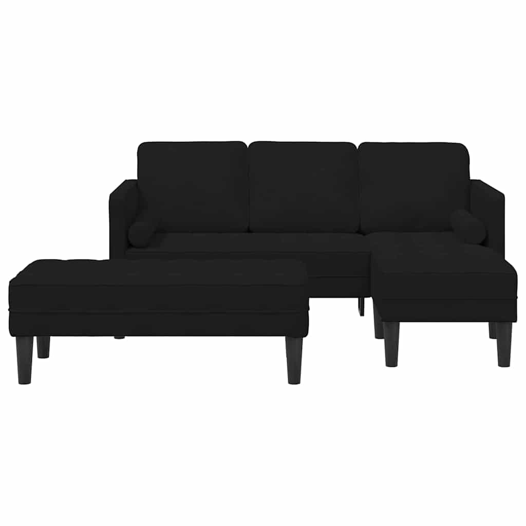 Ensemble de Canapés avec coussin 2 pcs Noir Polyester - XIOS