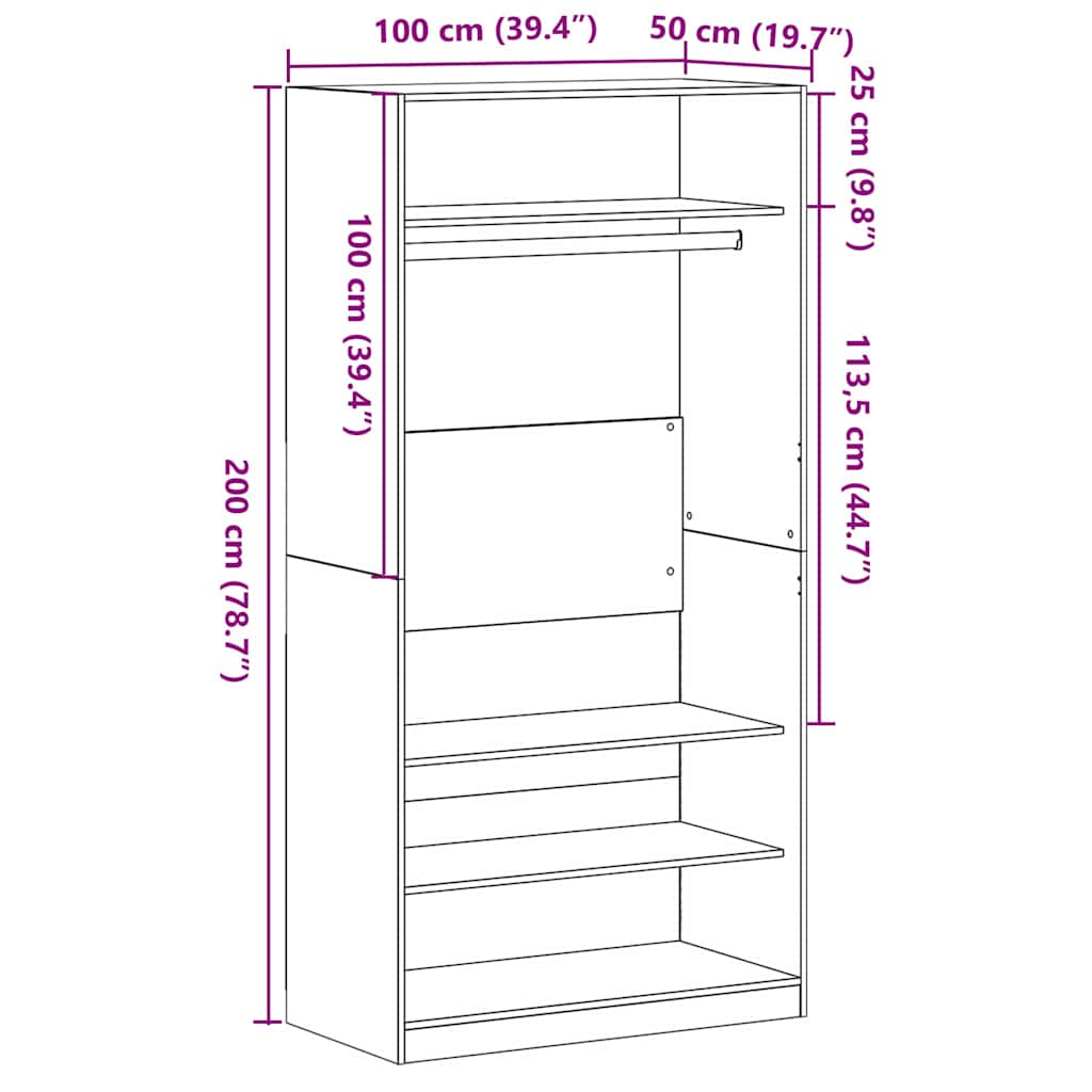 Armoire Chêne noir 100 x 50 x 200 cm Bois d'ingénierie - XIOS