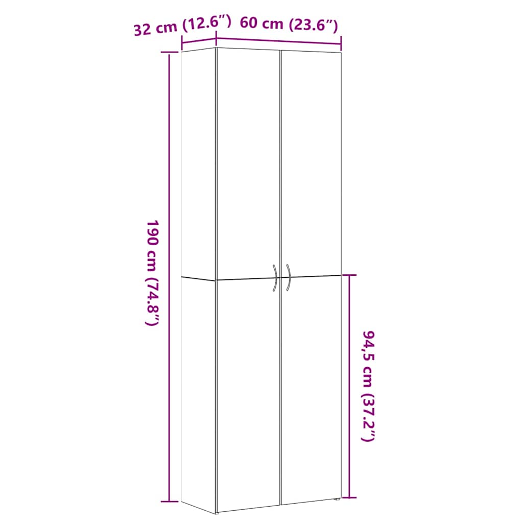 Cabinet de Bureau Chêne noir 60 x 32 x 190 Bois d'ingénierie - XIOS