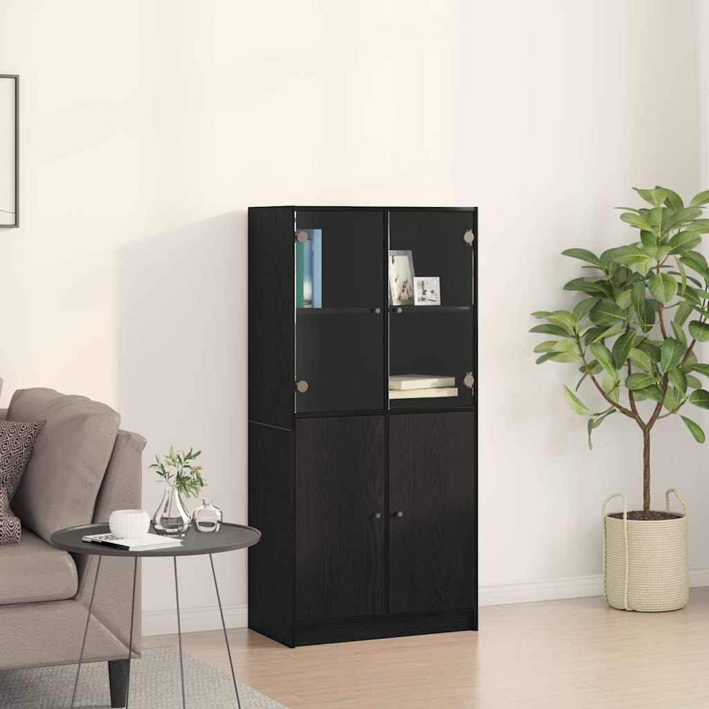 Haut Armoire Noir 68 x 37 x 142 cm Bois d'ingénierie - XIOS