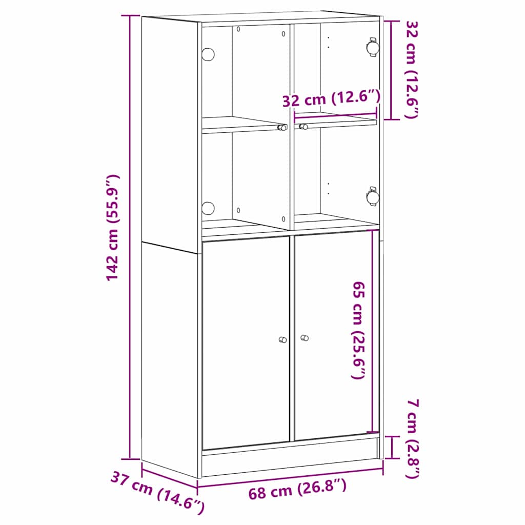 Haut Armoire Chêne noir 68 x 37 x 142 cm