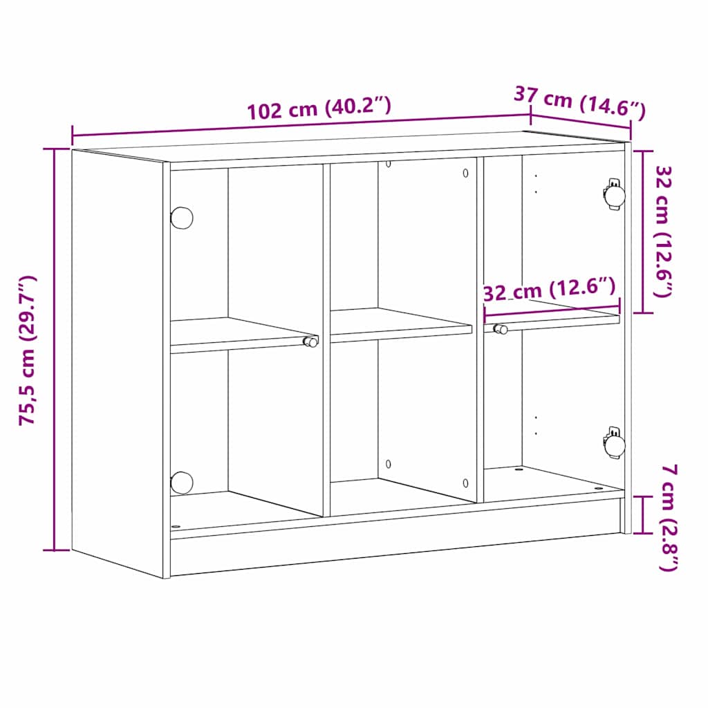 Buffet Chêne noir 102 x 37 x 75,5 cm Bois d'ingénierie - XIOS