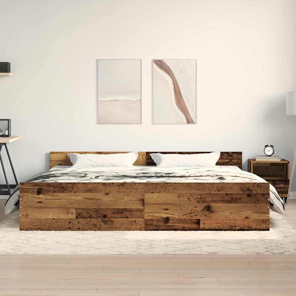 Cadre de lit Bois Ancien 203 x 203 x 50 cm Bois d'ingénierie - XIOS