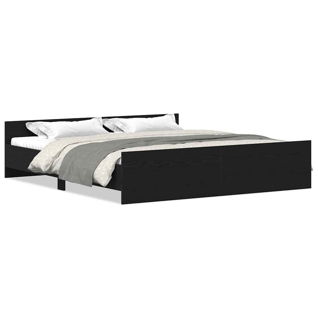 Cadre de lit sans matelas en chêne noir 200x200 cm bois d'ingénierie - XIOS