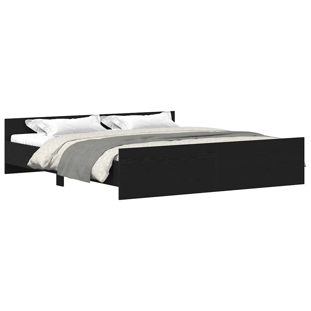 Cadre de lit sans matelas en chêne noir 200x200 cm bois d'ingénierie - XIOS