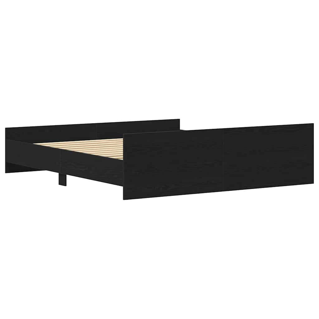 Cadre de lit sans matelas en chêne noir 200x200 cm bois d'ingénierie - XIOS
