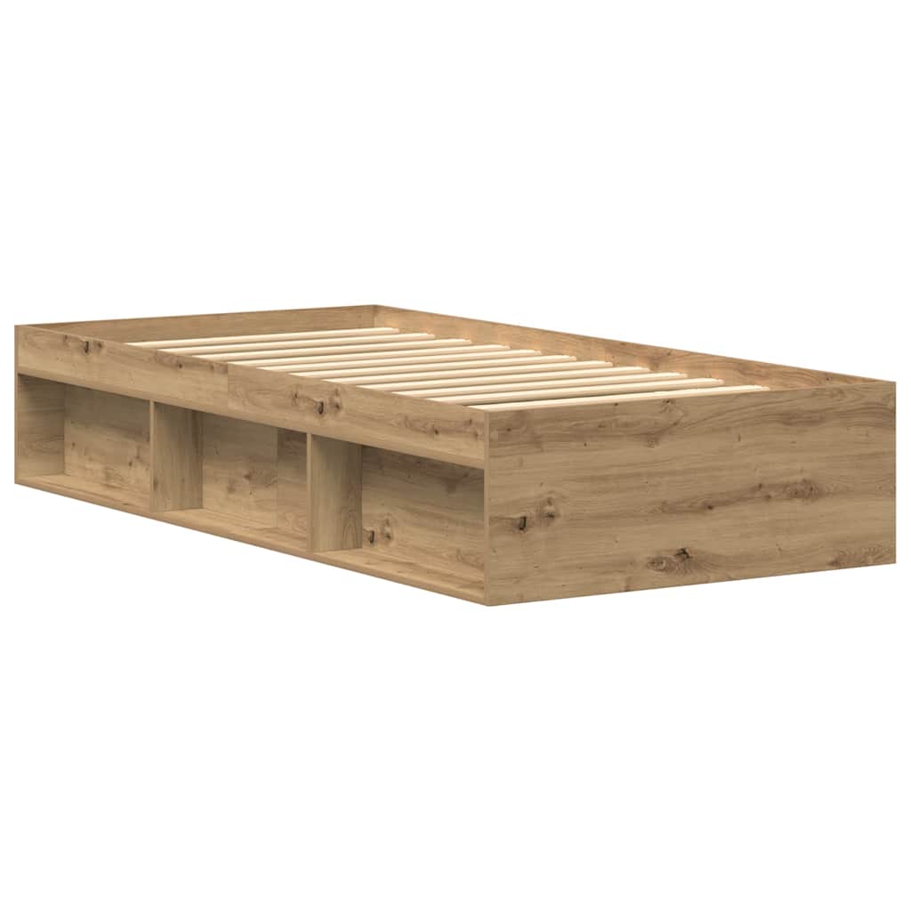 Cadre de lit sans matelas en chêne massif 75 x 190 cm bois d'ingénierie - XIOS