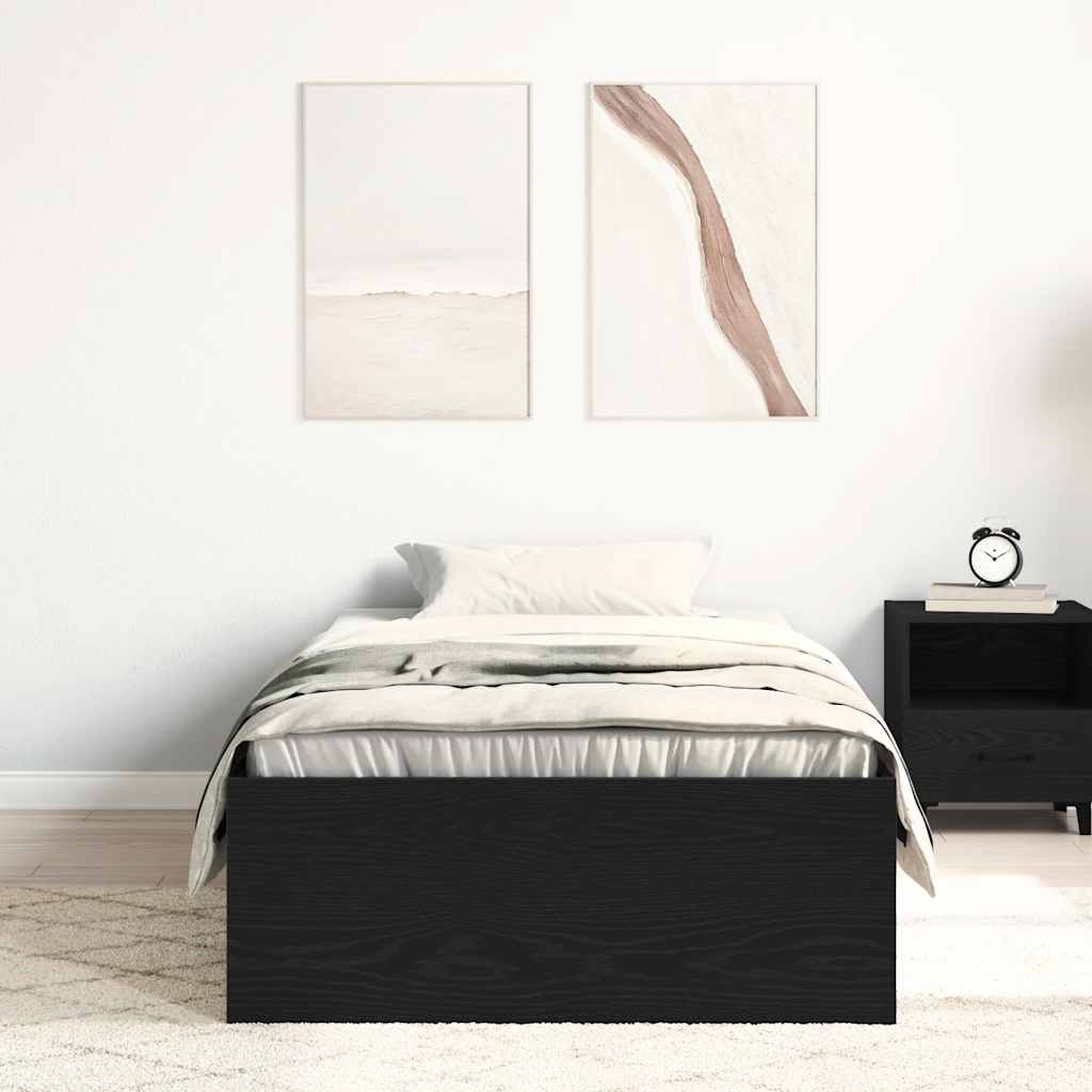 Cadre de lit sans matelas en chêne noir 75x190 cm bois d'ingénierie - XIOS