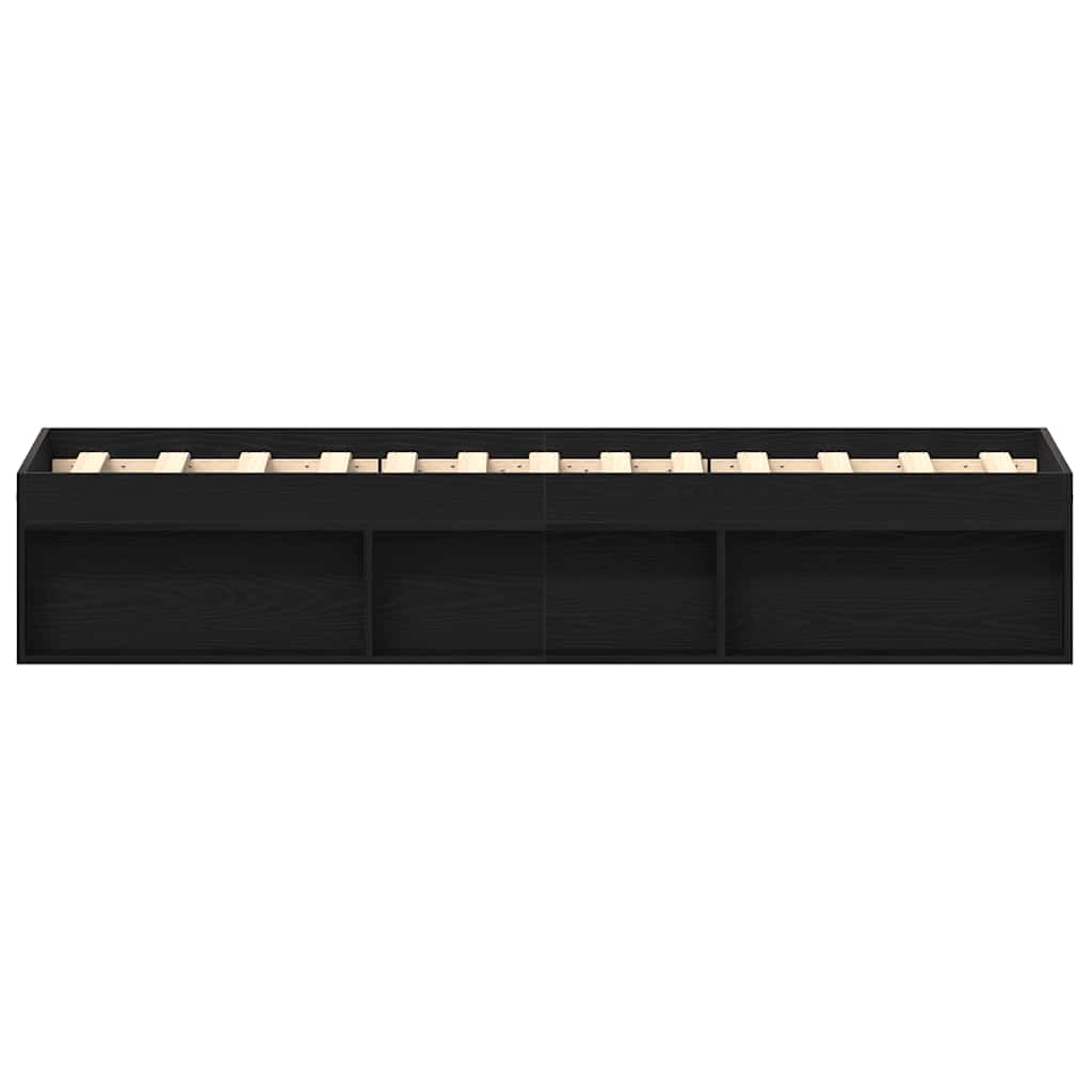 Cadre de lit sans matelas en chêne noir 75x190 cm bois d'ingénierie - XIOS