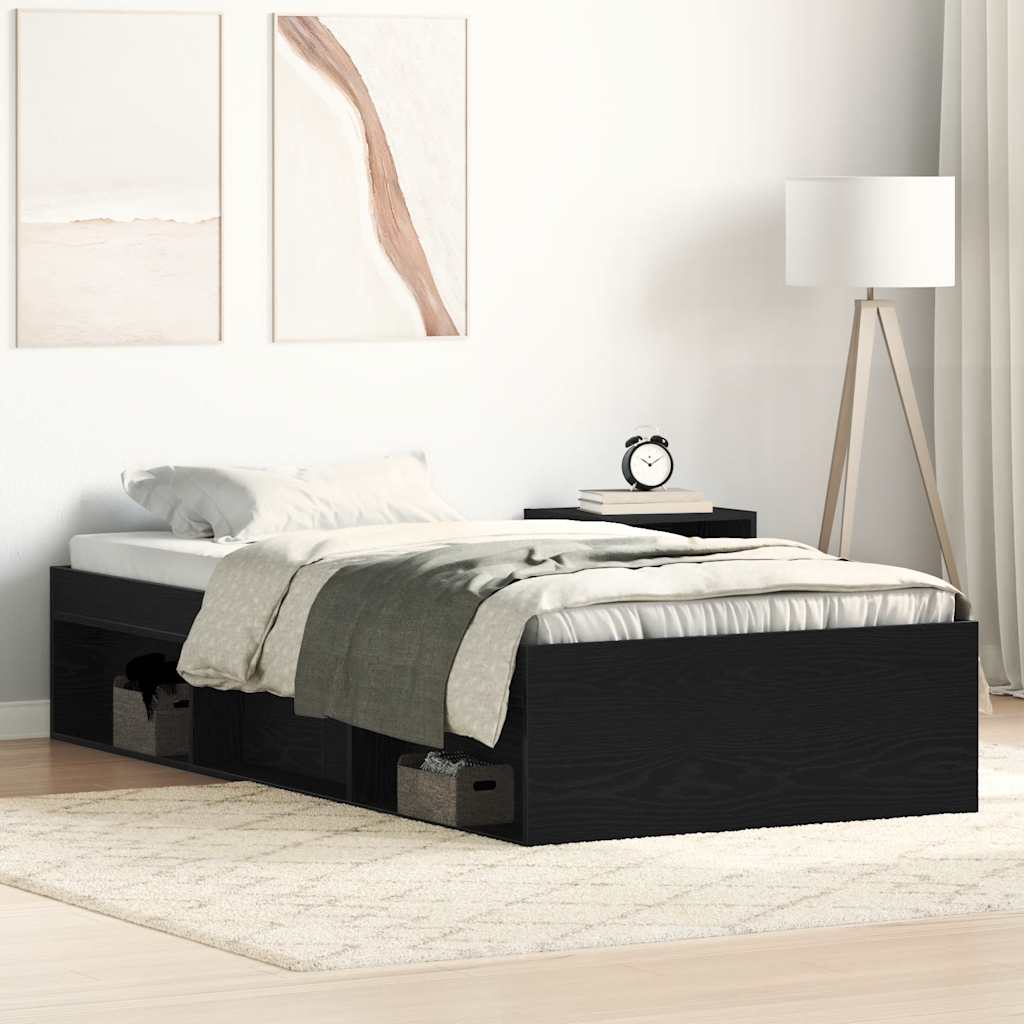 Cadre de lit sans matelas en chêne noir 75x190 cm bois d'ingénierie - XIOS