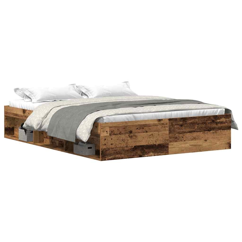 Cadre de lit sans matelas en bois ancien 150 x 200 cm bois d'ingénierie - XIOS
