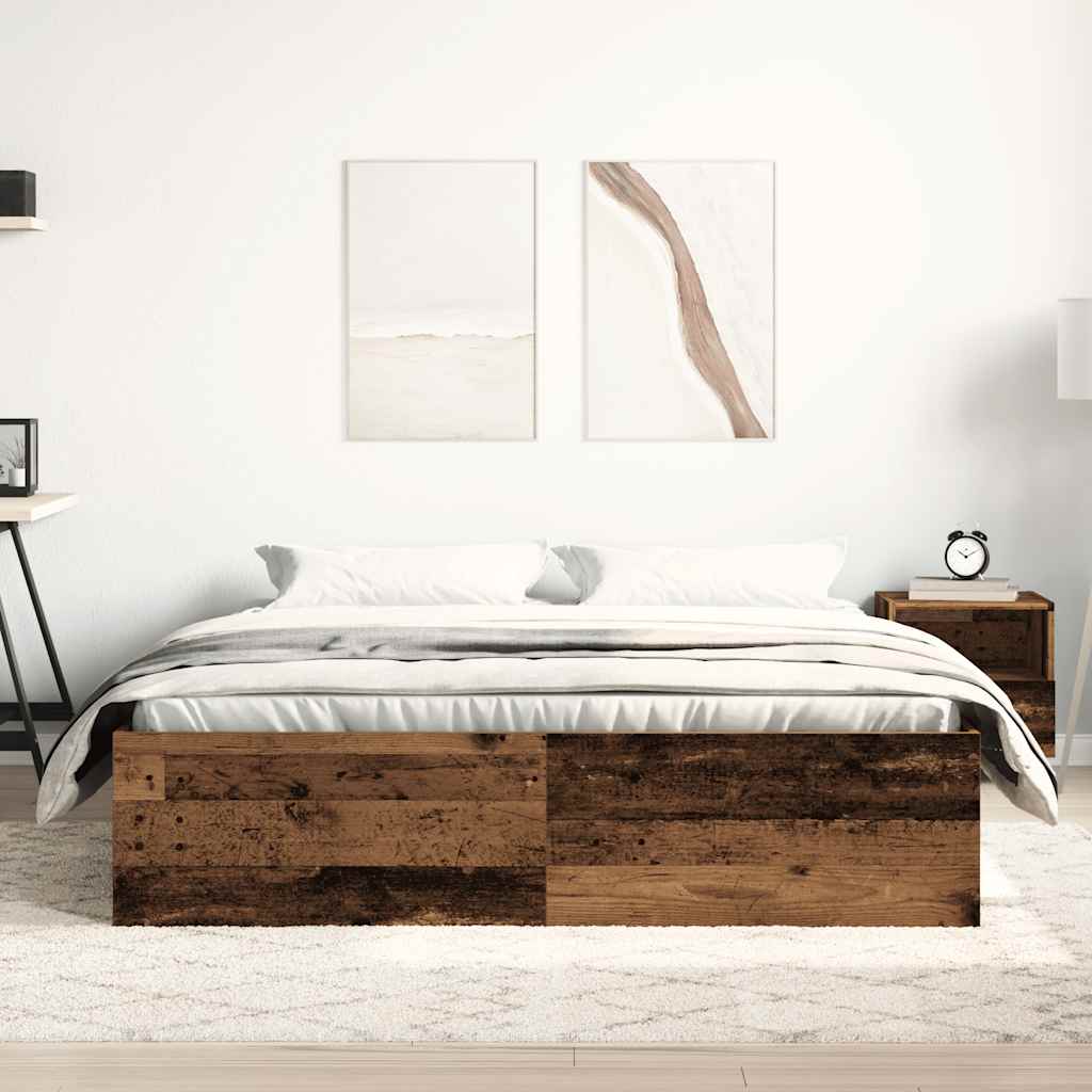 Cadre de lit sans matelas en bois ancien 150 x 200 cm bois d'ingénierie - XIOS