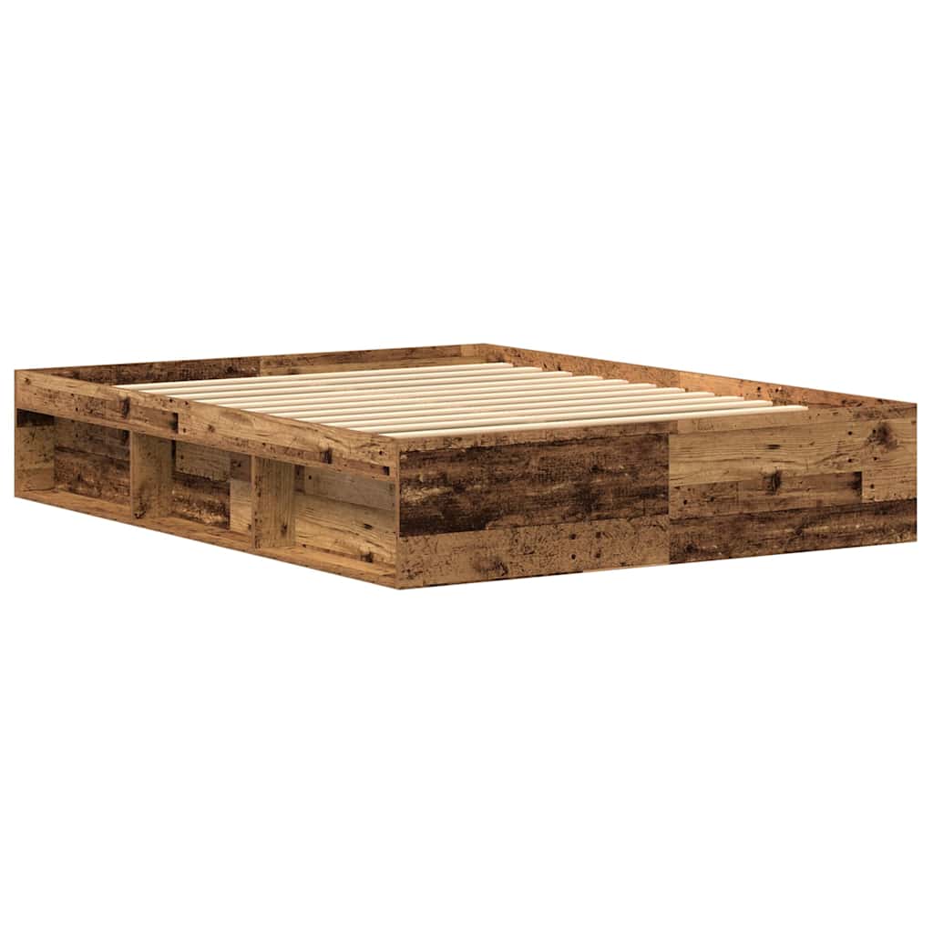 Cadre de lit sans matelas en bois ancien 150 x 200 cm bois d'ingénierie - XIOS