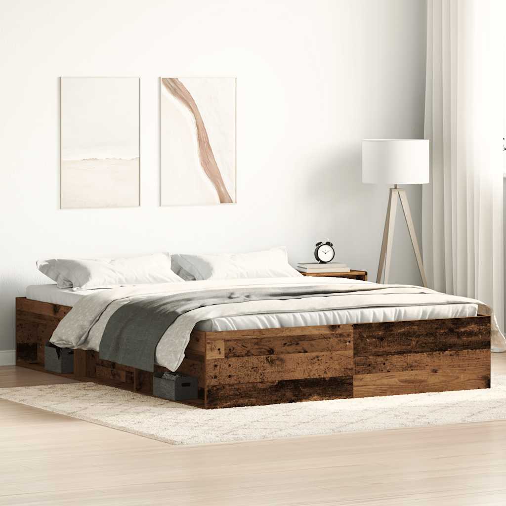 Cadre de lit sans matelas en bois ancien 150 x 200 cm bois d'ingénierie - XIOS