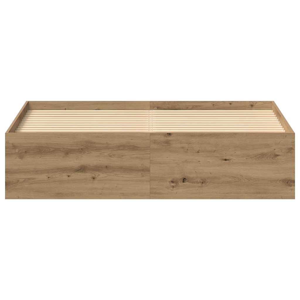 Cadre de lit sans matelas en chêne massif 150 x 200 cm bois d'ingénierie - XIOS