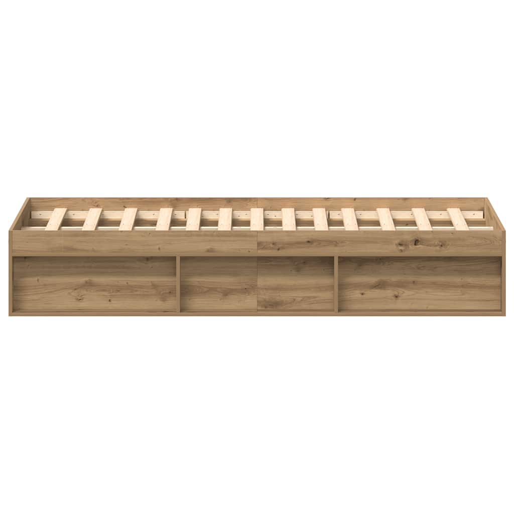 Cadre de lit sans matelas en chêne massif 150 x 200 cm bois d'ingénierie - XIOS