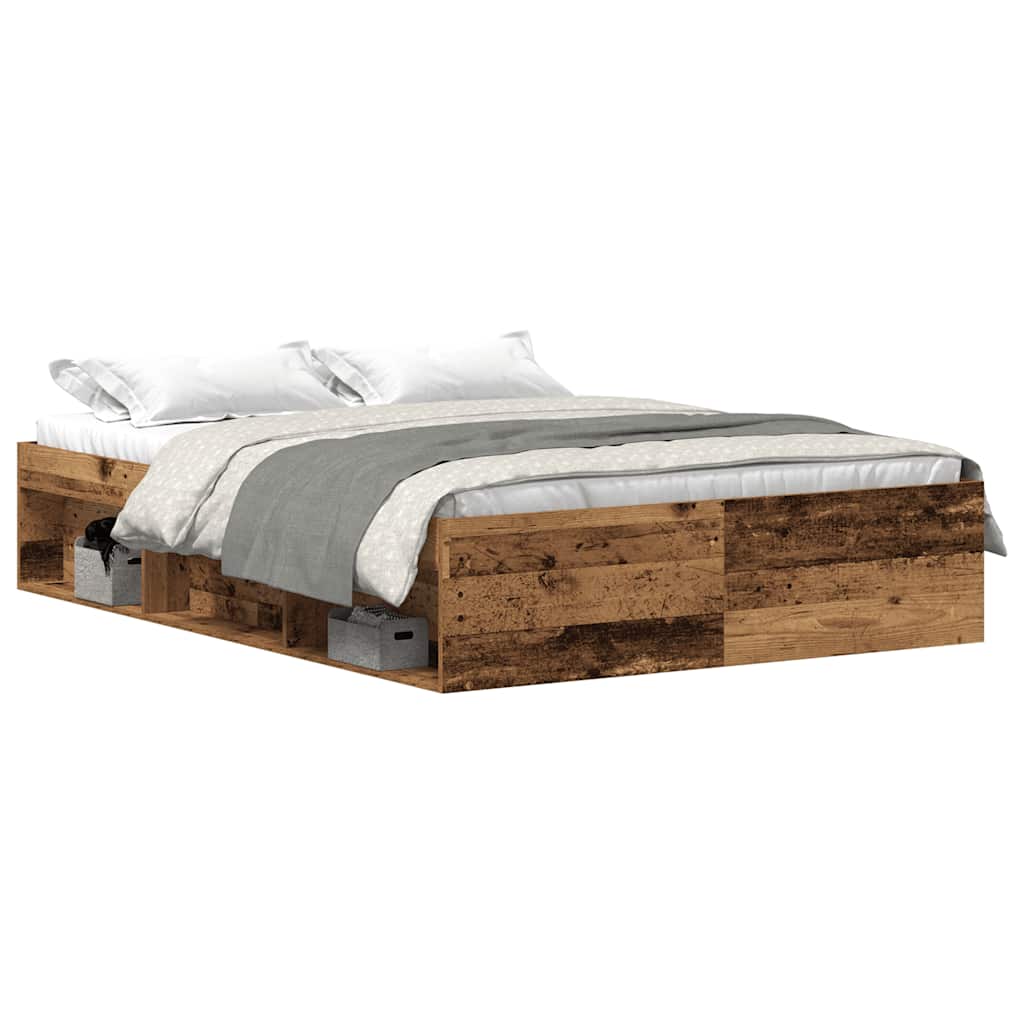 Cadre de lit sans matelas bois ancien 135 x 190 cm bois d'ingénierie