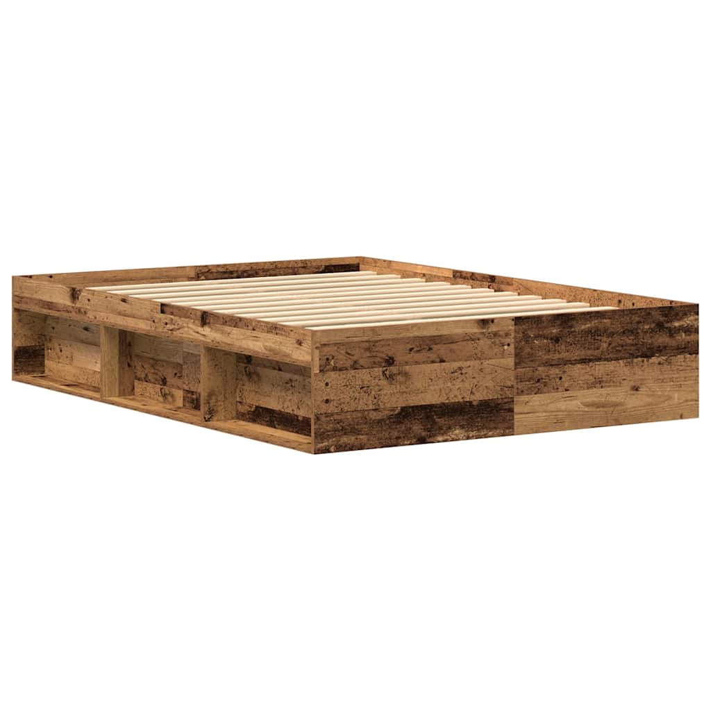 Cadre de lit sans matelas bois ancien 135 x 190 cm bois d'ingénierie