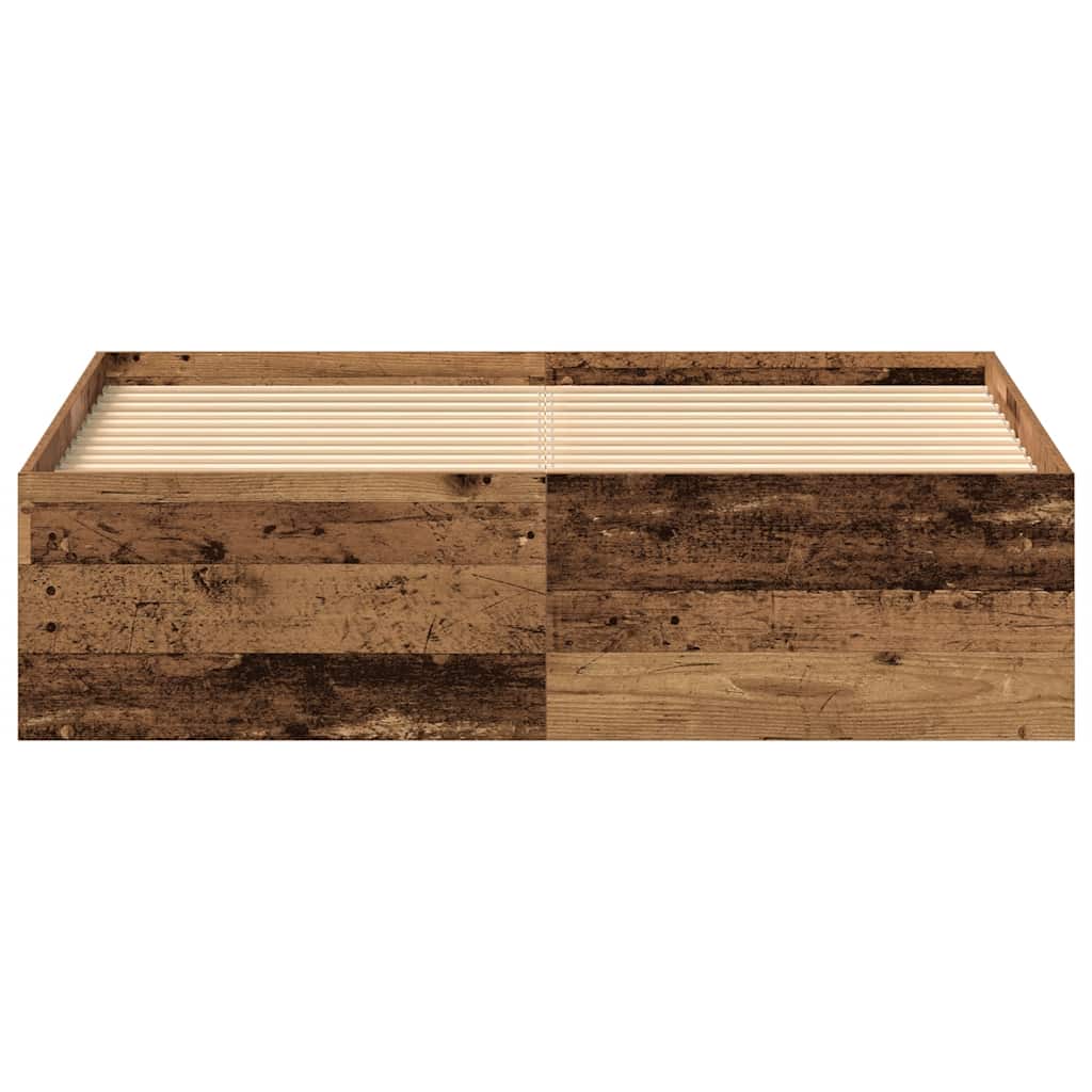 Cadre de lit sans matelas bois ancien 135 x 190 cm bois d'ingénierie