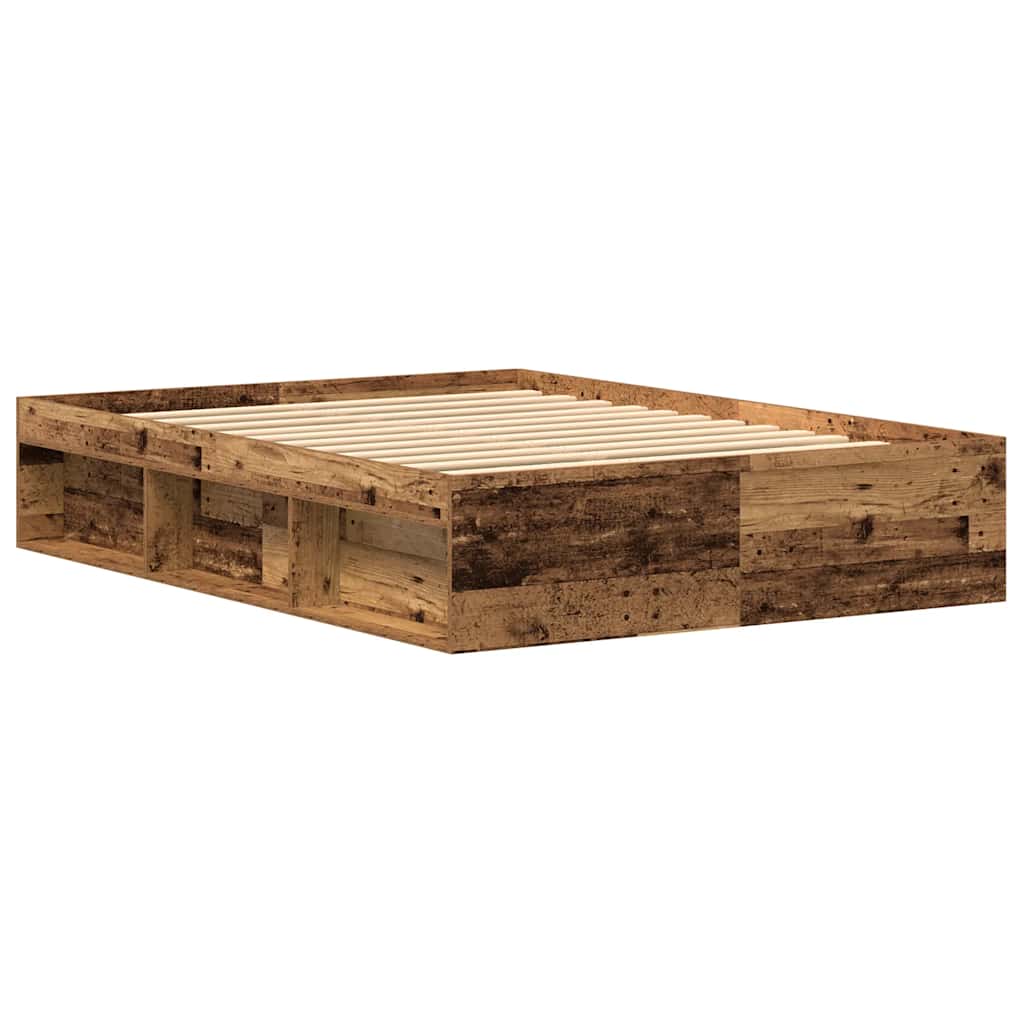 Cadre de lit sans matelas bois ancien 135 x 190 cm bois d'ingénierie