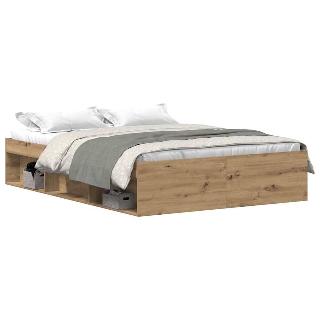 Cadre de lit sans matelas en chêne massif 135 x 190 cm bois d'ingénierie - XIOS