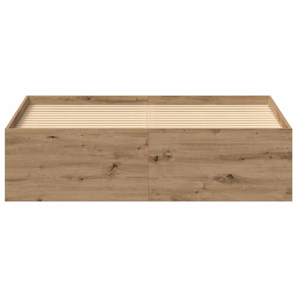 Cadre de lit sans matelas en chêne massif 135 x 190 cm bois d'ingénierie - XIOS