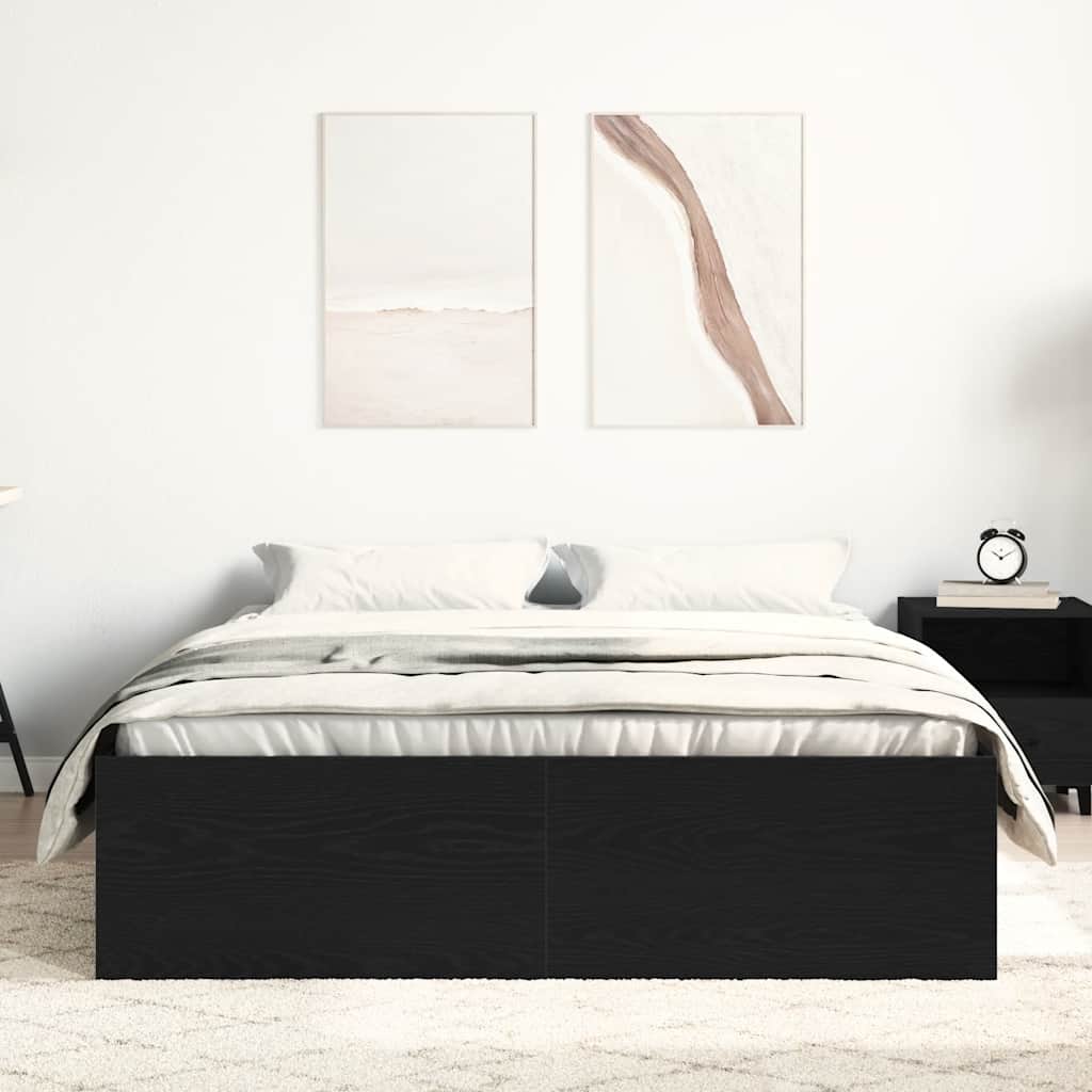 Cadre de lit sans matelas en chêne noir 135 x 190 cm bois d'ingénierie - XIOS