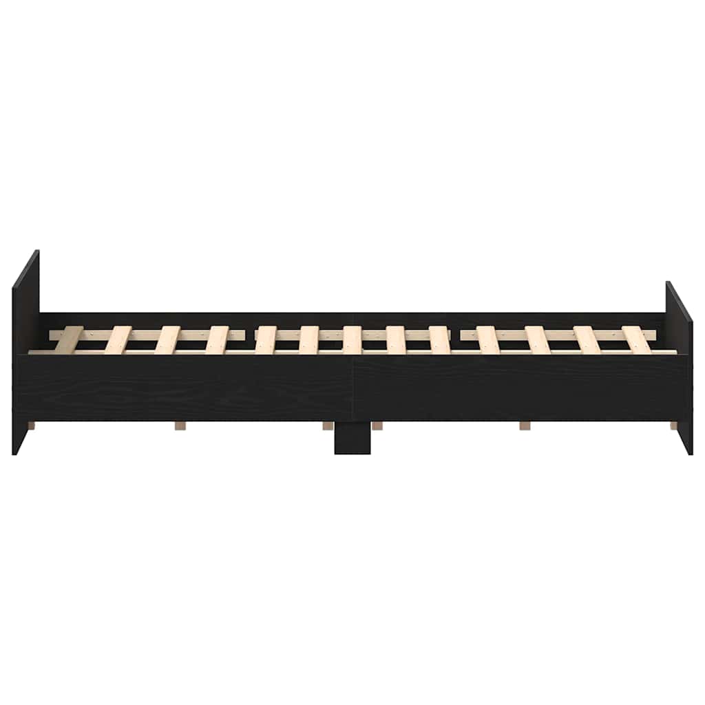 Cadre de lit sans matelas en chêne noir 140x200 cm bois d'ingénierie - XIOS
