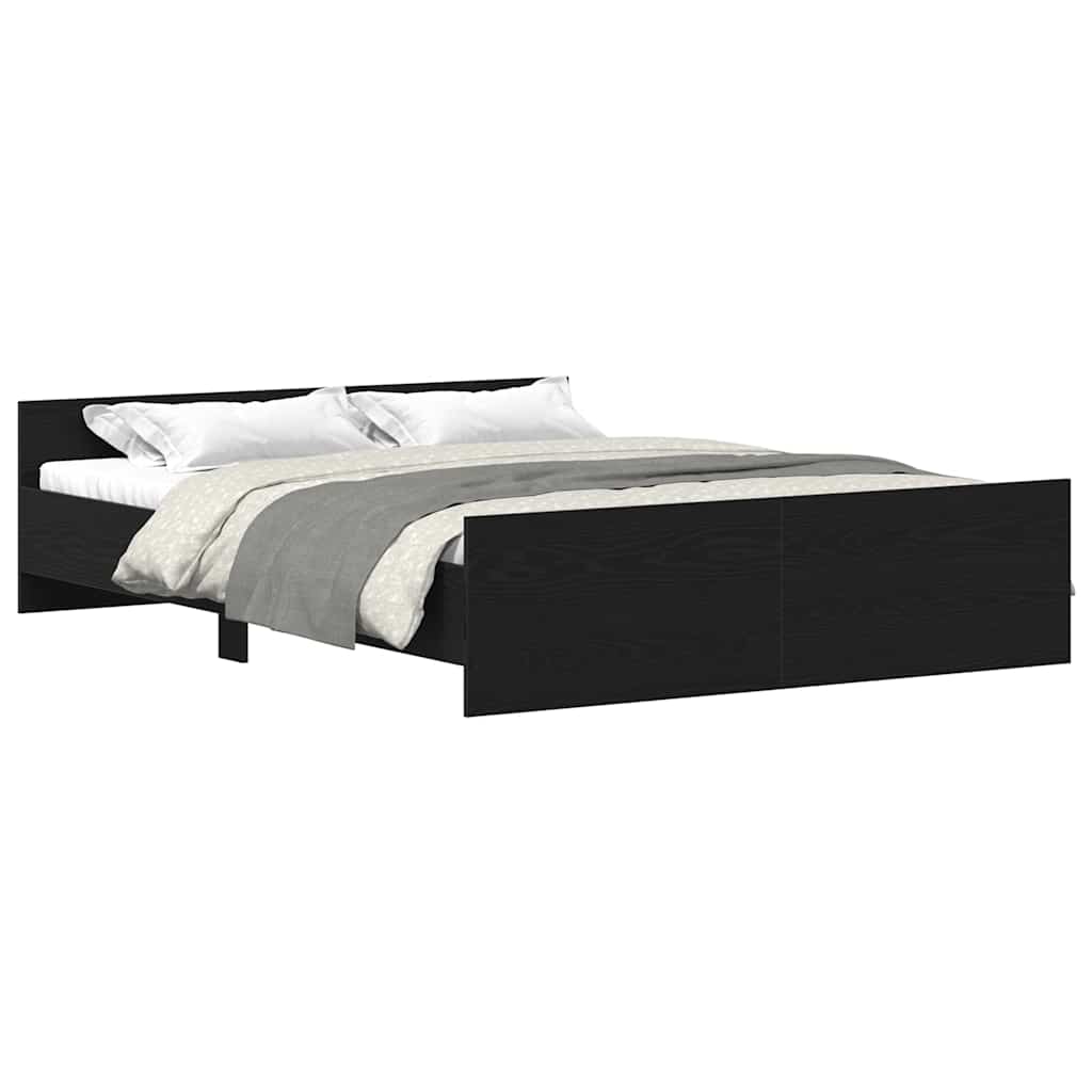 Cadre de lit sans matelas en chêne noir 150x200 cm bois d'ingénierie - XIOS
