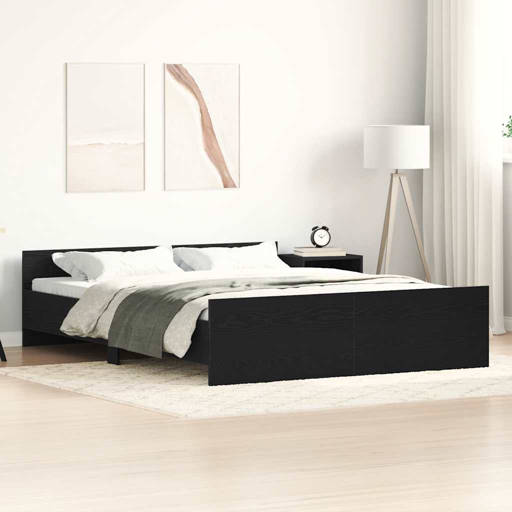 Cadre de lit sans matelas en chêne noir 150x200 cm bois d'ingénierie - XIOS