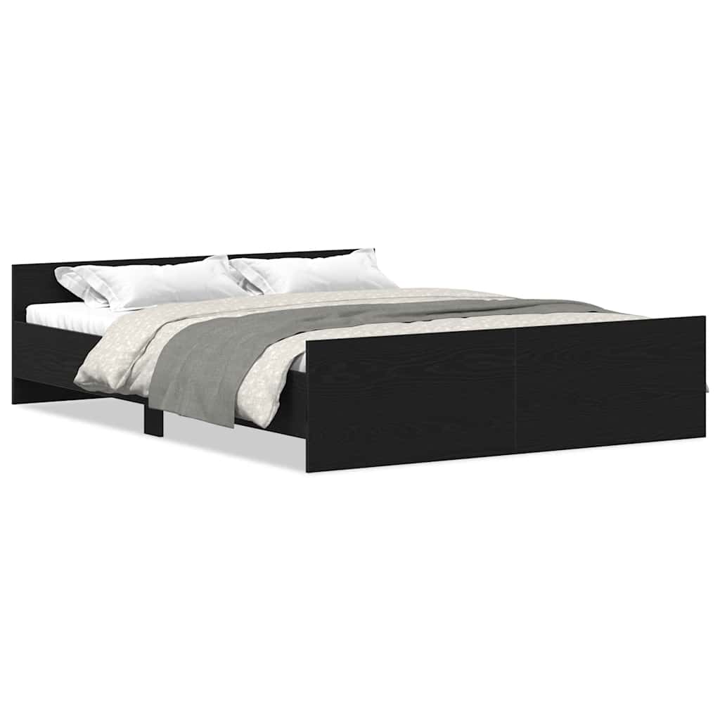 Cadre de lit sans matelas en chêne noir 160x200 cm bois d'ingénierie - XIOS