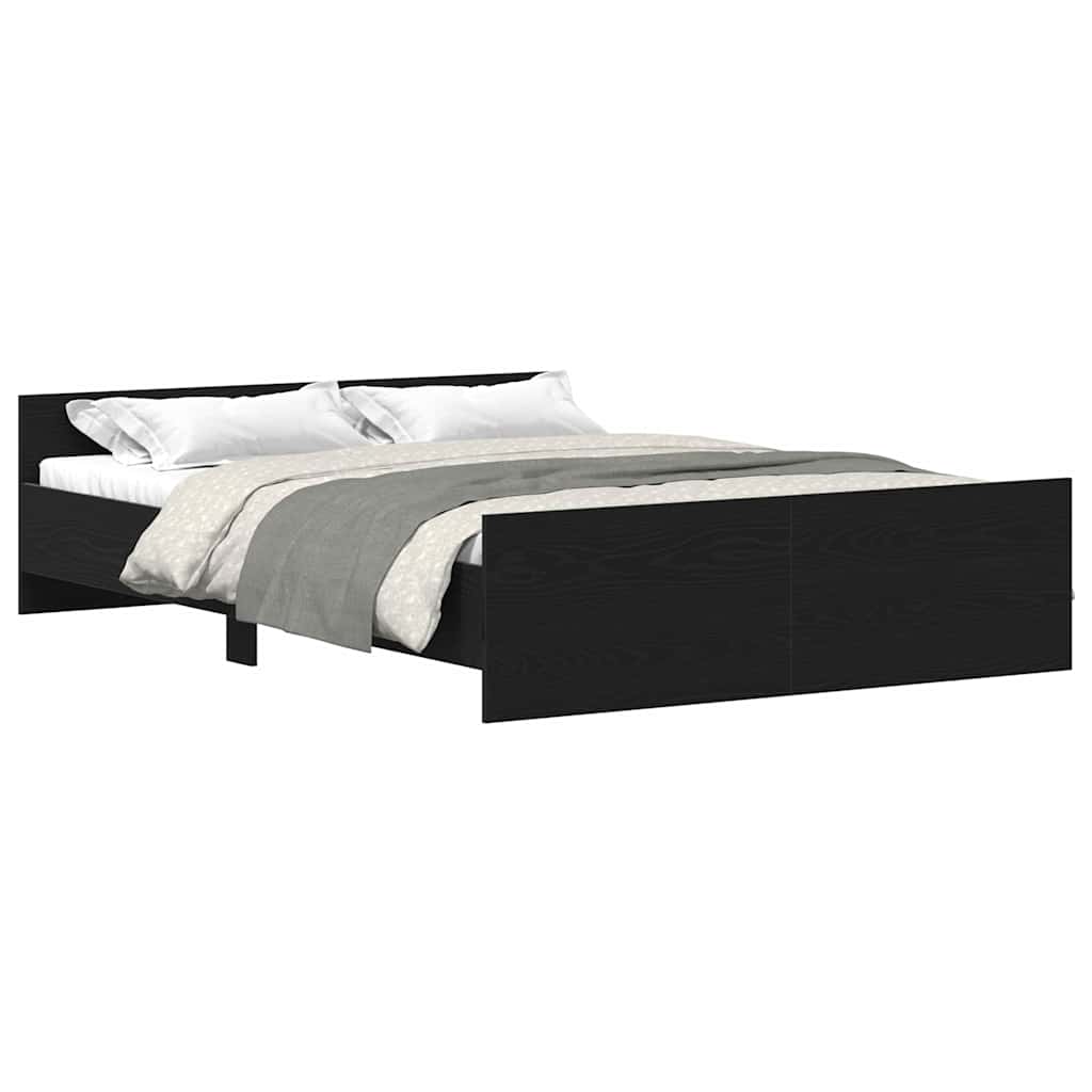 Cadre de lit sans matelas chêne noir 140 x 190 cm bois d'ingénierie - XIOS