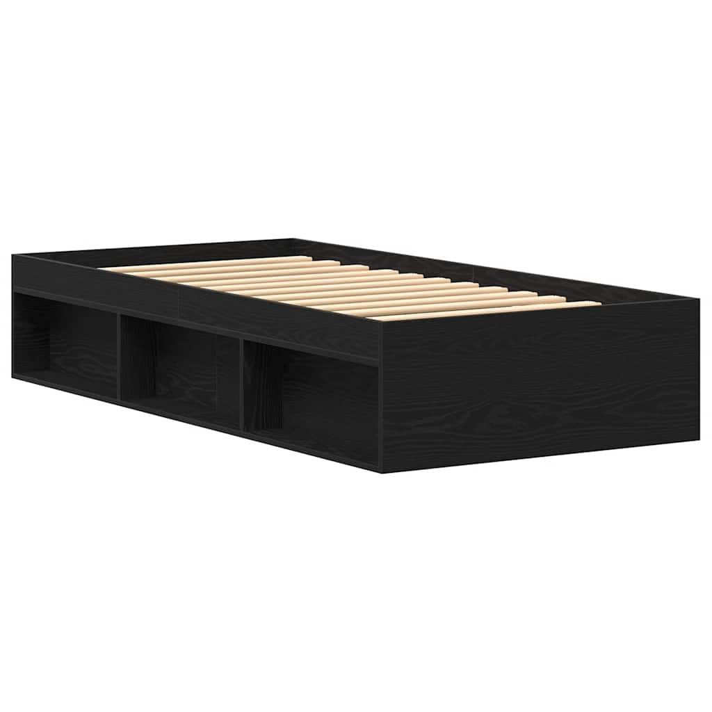 Cadre de lit sans matelas en chêne noir 90x200 cm bois d'ingénierie - XIOS