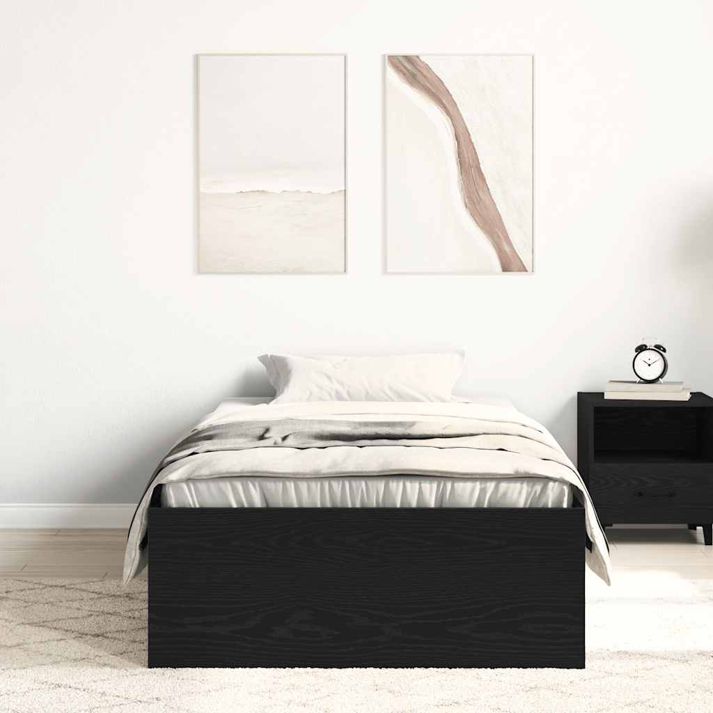 Cadre de lit sans matelas en chêne noir 90x190 cm bois d'ingénierie - XIOS