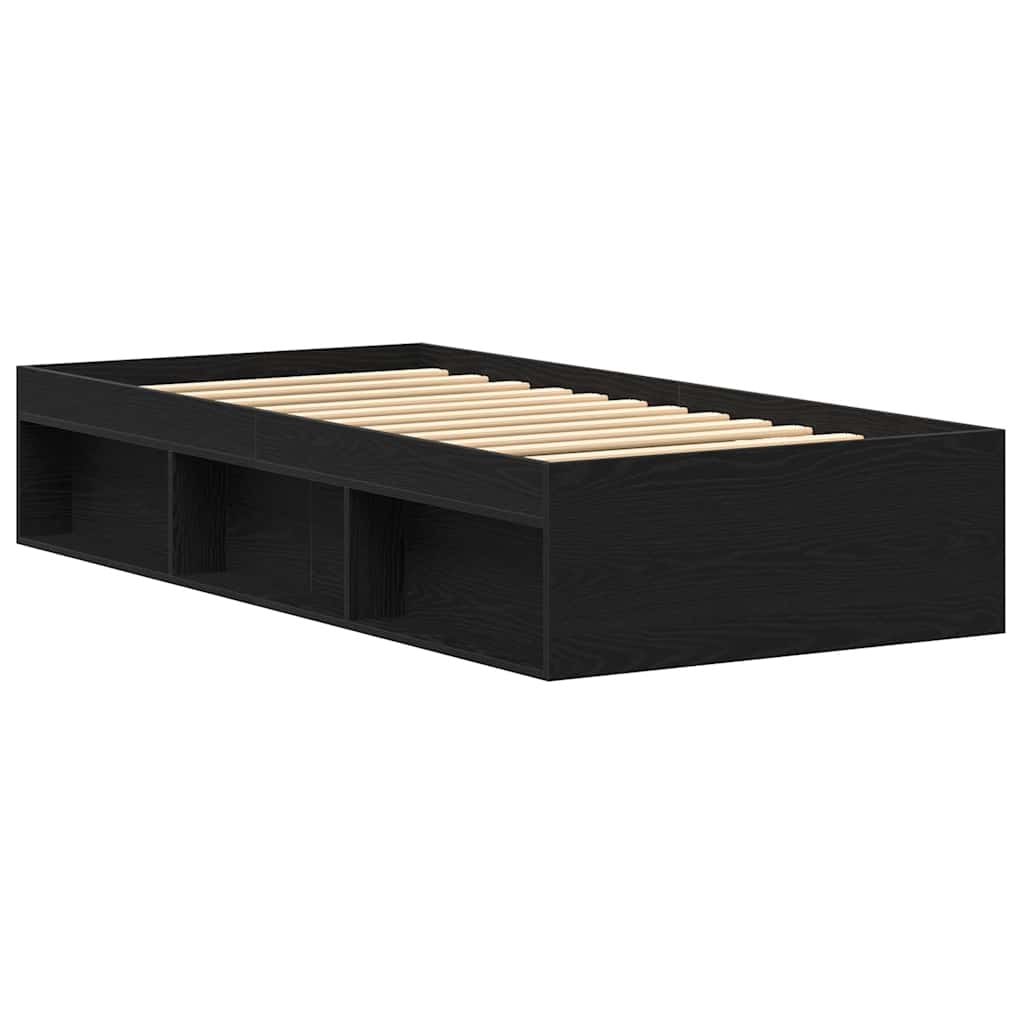 Cadre de lit sans matelas en chêne noir 90x190 cm bois d'ingénierie - XIOS